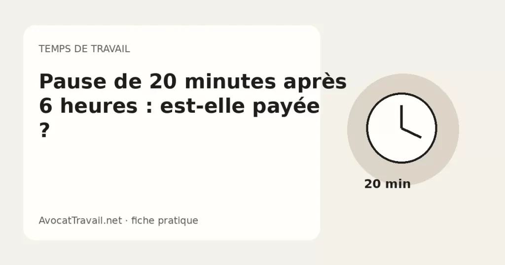 Illustration d’une pause de vingt minutes pendant une journée de travail