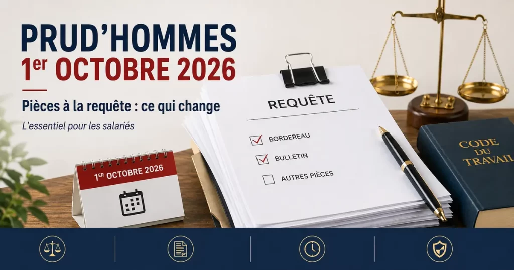 Prud’hommes au 1er octobre 2026 : pièces à joindre à la requête