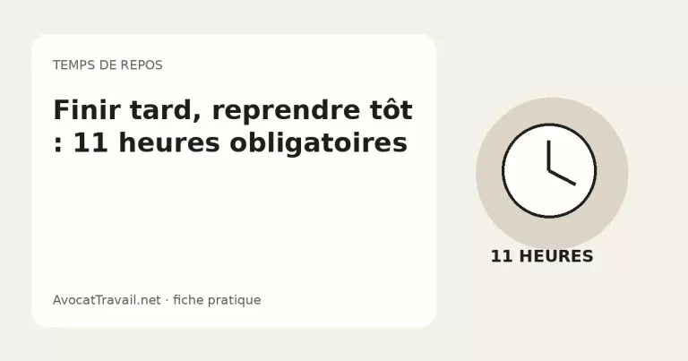 Illustration d’une horloge représentant les onze heures de repos quotidien