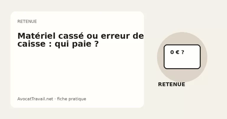 Illustration d’une retenue sur salaire contestée après du matériel cassé ou une erreur de caisse